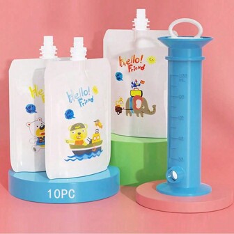 Baby Food Storage Fruit Puree Filling Dispenser Set Newborn Fresh Fruit Container Baby Complementary Food Filling Device Blue