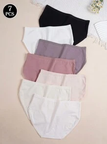 7 pièces/Set Culottes basiques confortables avec nœud papillon de couleur unie