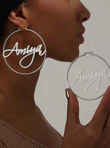 Personalized Custom Name Hoop Earrings Stainless Steel Letter Jewelry With Luxurious Hip-Hop Style Hypoallergenic Durable And Long-Lasting Perfect Unique Gift For Mother's Day Wedding Party Birthday And Anniversary Christmas