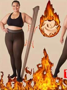 1 Par de medias transparentes falsas con forro polar grueso para mujer, disponible en tallas de s a xl mallas cálidas y finas que se pueden usar como ropa exterior, otoño/invierno - Negro - Ver 3