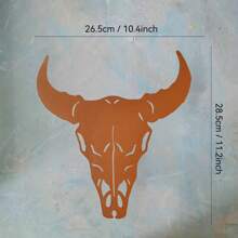 Nghệ thuật treo tường bằng kim loại hình đầu bò theo phong cách mộc mạc - Biển báo đầu bò phương Tây, Kết cấu sắt, Hoàn hảo để trang trí nhà cửa, Halloween, Giáng sinh, Phục sinh, Lễ tạ ơn - Hoàn thiện mộc mạc, Đồ trang trí treo tường - Rỉ Nâu - Xem 9