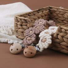 1 件手工奶嘴夹，时尚编织奶嘴链和山毛榉木奶嘴夹，适合日常使用 - 彩色 - 查看 4