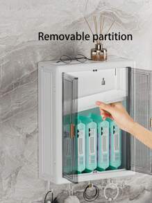 1 pieza Caja de almacenamiento montada en la pared, con puertas dobles magnéticas, para almacenamiento de especias en la cocina y cosméticos en el baño