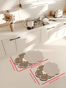 1pc Flower Pattern Bathroom Mat, Toilet Entrance Rug, Diatomaceous Earth Absorbent Mat, Anti-Slip Washroom Mat