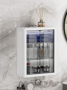1 pieza Caja de almacenamiento montada en la pared, con puertas dobles magnéticas, para almacenamiento de especias en la cocina y cosméticos en el baño