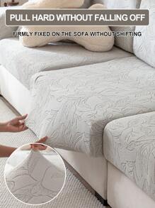 1 件碎蓝色沙发全包通用套件，摇粒绒防猫抓四季通用弹力沙发套，靠垫盖，防滑沙发靠背套，适用于客厅沙发保护 L 型沙发和 1、2、3、4 座沙发 - 淺灰色 - 查看 7