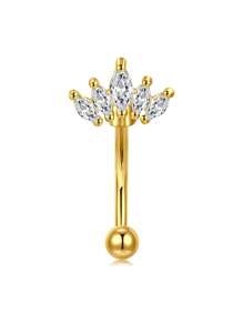 CIZME 1PC 16G Rook Piercing Jewelry Silvery Golden Stainless Steel Eyebrow Piercing Jewelry Crystal Heart CZ Moon Water-Drop Shape Opal Cubic Zirconia Eyebrow Rings Eyes Rook Earrings For Women Valentines,Mom,Mother,Mother's Day,Gift - Gold + Silver - View 15