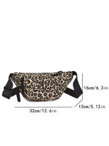 女士时尚豹纹冬季斜跨单肩腰包，编织拉链休闲腰包，户外运动斜挎胸包 - 彩色 - 查看 8