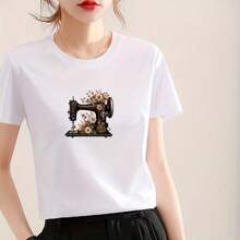 1/2/3pcs Sewing Machine With Flowers Heat Transfer Sticker, DIY Iron-On Clothing Supplies & Appliques For Clothes, T-Shirt Making, Pillow Decorating - Multicolor - View 8