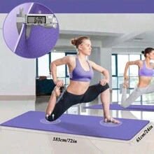 1pc 6mm Thick Yoga Mat For Women & Men, Fitness Exercise Pilates Pad For Home Gym - Purple - View 4