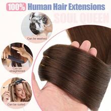 8 件/套真人发长直发夹式接发真人发巧克力棕色 #4 雷米真人发接发夹式自然发接发直发接发 120 克 - S4 - 查看 8