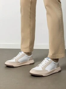 New 2025 Men's Modern Casual Fashion Dual-Color Outsole College Walking Sneakers - 杏色 - 查看 4
