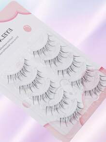 5 Pairs MangaLashes,Clear Band Anime Lashes Spiky Anime False Eyelashes Natural Look,LashesLooks Like Cluster Manga Lashes Individual, Cosplay Wispy Strip Eyelashes Strip Lashes,Lashes,Eyelashes,Fake Lashes - Black - View 2