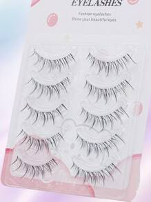 5 Pairs MangaLashes,Clear Band Anime Lashes Spiky Anime False Eyelashes Natural Look,LashesLooks Like Cluster Manga Lashes Individual, Cosplay Wispy Strip Eyelashes Strip Lashes,Lashes,Eyelashes,Fake Lashes - Black - View 5