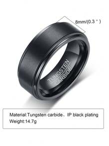 1pc Customized Personalized Laser Engraved Black Tungsten Steel Ring, Gift For Him, Personalized Ring,New Year Glamour - Style - View 3