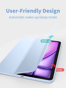 适用于三星 Galaxy 平板电脑/iPad/红米 iPad SE/iPad 的平板电脑保护套，防摔保护，超薄设计，智能支架，自动唤醒/睡眠功能；适用于苹果 iPad Mini 4/5/6（9.7/10.2/10.5 英寸）、Air 4/5/6（第十代，10.9 英寸）、Pro 11 英寸、Air 11 (M2)、Air 13 和 Pro 11 (M4) 的平板电脑保护套 - 淺藍色 - 查看 3
