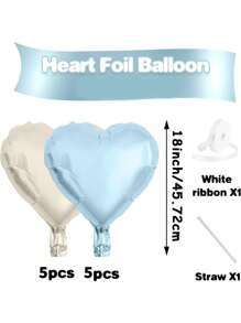 10pcs/Set 18inch Heart Shaped Foil Balloon In Gold, White, Red, Pink, Blue, Cream, Light Gold, Black - Perfect For Birthday Party, Wedding, Valentine's Day, Anniversary, Bridal Shower, New Year Party Decoration, Room Decor, Photo Props - Multicolor - View 33