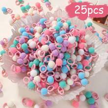 bilicaca 25 件/包 彩色蓬松绒球发带，适合女孩，可爱弹性发饰，适合幼儿女孩，情人节礼物 - 彩色 - 查看 1