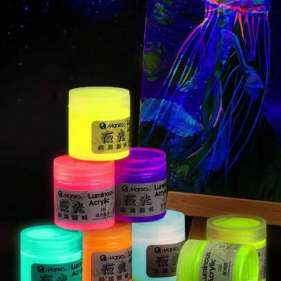 1 件 Malie 夜光丙烯酸涂料，适用于 DIY 绘画、涂鸦、工艺品（在紫外线下发光）