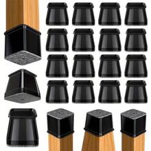 16pcs Chair Leg Floor Protectors Premium Clear/Black For Hardwood Floors - Polished Metal Finish, Durable Furniture Feet Covers With Felt Pads & Rubber Caps, 4 Sizes Available