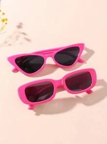 2pairs Kids Personalized Simple Cat Eye Square Fashion Glasses, Suitable For Teenagers