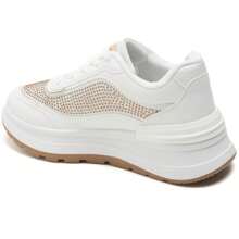 Schuhe mit dicker Sohle, geprägten Details und Schnürsenkeln - Weiss - Übersicht 4