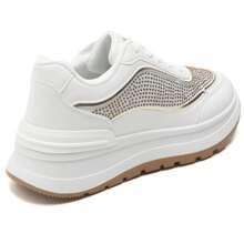 Schuhe mit dicker Sohle, geprägten Details und Schnürsenkeln - Weiss - Übersicht 5