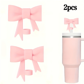 1pc/6pcs Christmas Bowknot Straw Caps, Silicone Straw Sleeve Caps Of 30&40oz Tumbler Cups, Decorative Straw Cover For 10mm (0.4inch), Dustproof Straw Caps For Wedding Party Cup Decor, Valentine's Day, Thanksgiving, Christmas, New Year Gifts