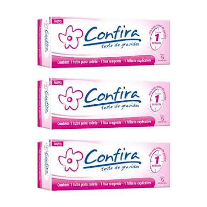 KIT COM 3 TESTES DE GRAVIDEZ DE TIRA CONFIRA - SANFARMA