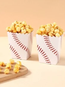 10 piezas Caja de papel con estilo de béisbol para palomitas de maíz, caja contenedora de alimentos, suministros de decoración para fiestas de cumpleaños, día de San Valentín, eventos deportivos y noches de cine familiar con tema de competencia deportiva