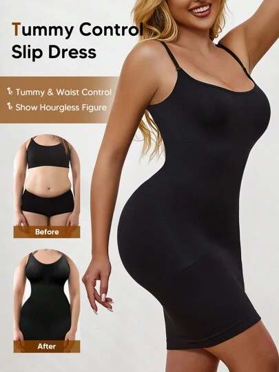 Women's Shapewear Slip Dress, Adjustable Straps Full Lining Seamless Camisole, Suitable To Wear Under Dresses