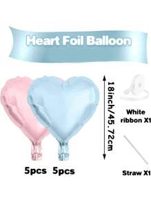 10pcs/Set 18inch Heart Shaped Foil Balloon In Gold, White, Red, Pink, Blue, Cream, Light Gold, Black - Perfect For Birthday Party, Wedding, Valentine's Day, Anniversary, Bridal Shower, New Year Party Decoration, Room Decor, Photo Props - Multicolor - View 15