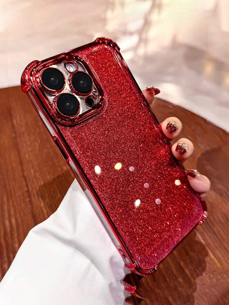 Ốp lưng điện thoại trong suốt sáng bóng màu đỏ tía mạ điện sang trọng có kim sa tương thích với iPhone 16 Pro Max/16/16 Pro/16 Plus/15/15 Pro Max/15 Pro/15 Plus/11/12/13/14 Pro Max/XS/XR/11 Pro/11 Pro Max/12 Pro/12 Pro Max/13 Pro/13 Pro Max/7 Plus/14 Pro/14 Pro Max/14 Plus/7 Plus/8 Plus/8/SE2, Vỏ mềm bảo vệ toàn diện, chống rơi, các góc được gia cố, chống nước, chống sốc, chống trầy xước