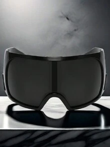 1pc Large Frame Sports Goggles, One-Piece Men's Fashion Glasses, Personalized And European And American Glasses For Summer Beach Vacation,Outdoor,Travel - màu đen - Xem 2