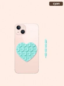 1pc Double-Sided Heart-Shaped Silicone Suction Cup, Washable Phone Silicone Suction Cup, Anti-Slip Fixed Suction Cup Phone Holder Compatible With IPhone, Android Phone, Gift For Birthday, Family, Friends Phone Stand, Phone Accessories