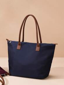Túi Tote Vải Oxford Dung Tích Lớn Thời Trang Đơn Giản Cho Nữ, Túi Đeo Vai Đa Năng Nhẹ, Túi Xách Thường Ngày Hợp Thời Trang, Thích Hợp Cho Việc Đi Làm Và Những Chuyến Đi Ngắn Ngày - Màu xanh lam - Xem 7