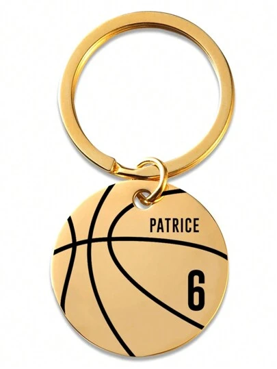 Personalized Key Ring Custom Basketball Engraving Name Keychain For Men And Women Stainless Steel Personalized Customized Letters Fashion Sports Style Keychain Father's Day Gift For Friends Fashion,Casual,Vintage,Old Money,Contracted,Simple Custom,Personalized
