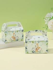 Caja de regalo con tema de dinosaurio, 4 piezas. Caja de papel con patrón de animales de la jungla de dinosaurio, bolsa de caramelos con asa. Decoración para fiesta de cumpleaños, decoración de fiesta de dinosaurios, decoración de fiesta de la jungla, decoración de cumpleaños, empaque para galletas, cupcakes, bocadillos. - Multicolor - Ver 6