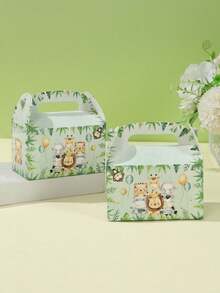 Caja de regalo con tema de dinosaurio, 4 piezas. Caja de papel con patrón de animales de la jungla de dinosaurio, bolsa de caramelos con asa. Decoración para fiesta de cumpleaños, decoración de fiesta de dinosaurios, decoración de fiesta de la jungla, decoración de cumpleaños, empaque para galletas, cupcakes, bocadillos. - Multicolor - Ver 8