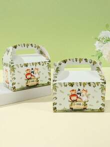 Caja de regalo con tema de dinosaurio, 4 piezas. Caja de papel con patrón de animales de la jungla de dinosaurio, bolsa de caramelos con asa. Decoración para fiesta de cumpleaños, decoración de fiesta de dinosaurios, decoración de fiesta de la jungla, decoración de cumpleaños, empaque para galletas, cupcakes, bocadillos. - Multicolor - Ver 7