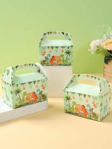 Caja de regalo con tema de dinosaurio, 4 piezas. Caja de papel con patrón de animales de la jungla de dinosaurio, bolsa de caramelos con asa. Decoración para fiesta de cumpleaños, decoración de fiesta de dinosaurios, decoración de fiesta de la jungla, decoración de cumpleaños, empaque para galletas, cupcakes, bocadillos. - Multicolor - Ver 10