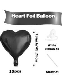 10pcs/Set 18inch Heart Shaped Foil Balloon In Gold, White, Red, Pink, Blue, Cream, Light Gold, Black - Perfect For Birthday Party, Wedding, Valentine's Day, Anniversary, Bridal Shower, New Year Party Decoration, Room Decor, Photo Props - Multicolor - View 20