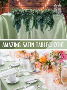 1 khăn trải bàn hình chữ nhật 145x260cm / 145x180cm vải lụa mịn dùng cho tiệc, ngày lễ, bữa tối, đám cưới, trang trí lễ kỷ niệm - Hồng - Xem 7