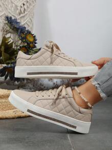 2024 New Anti-Slip, Shock-Absorbing And Comfortable Cushioned Apricot Color Fashion Ladies Skate Sneakers - Apricot - View 5