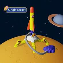 New Design Foot Operated Mini Rocket Launcher Toy, Glowing Flying Cannon Decompression Outdoor Stomp Rocket Launcher, Birthday/Christmas Gift, Perfect Present - Multicolor - View 6