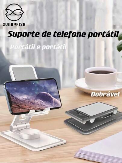 Suporte Para Celular e Tablet Dobrável Portátil Ajustável Apoio Mesa