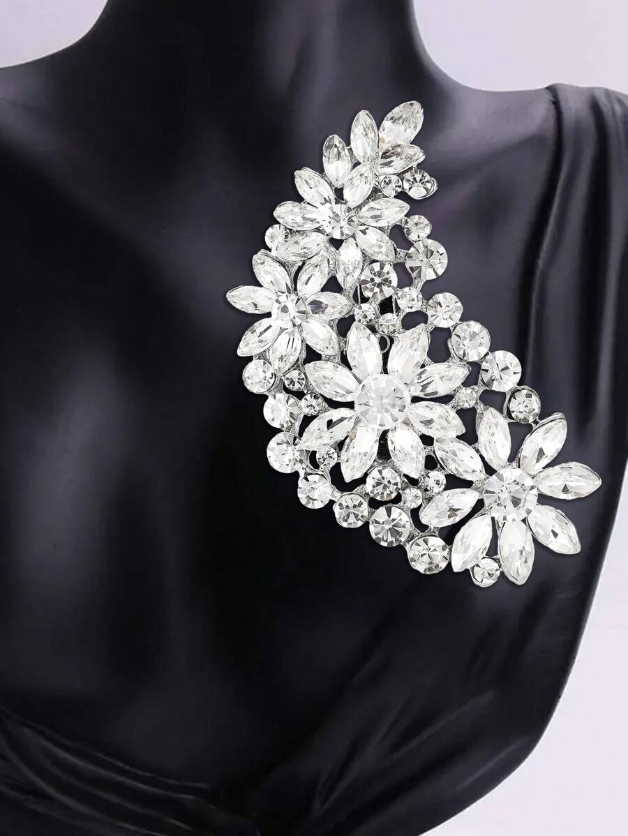大码女士水晶花朵胸针，适合搭配派对礼服，情人节礼物 - 大水晶胸針 - 查看 1