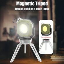 1pc High Bright LED Mini Camping Light Rechargeable 5 Modes Flashlight With Strong Magnet Hook Outdoor Waterproof Emergency Lantern - White Light - View 1