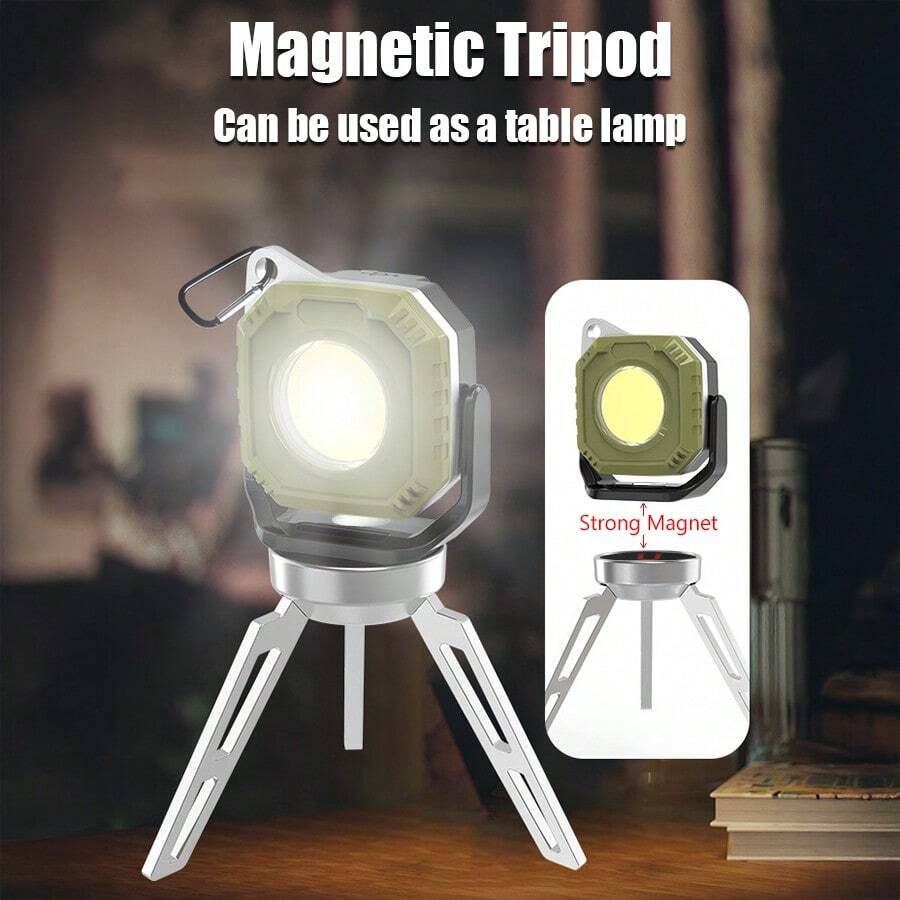 1pc High Bright LED Mini Camping Light Rechargeable 5 Modes Flashlight With Strong Magnet Hook Outdoor Waterproof Emergency Lantern - White Light - View 1