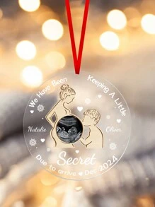 1pc Personalize Expecting Parents Christmas Ornament,Custom Sonogram Photo&Text , New Parents Gift, Baby Pregnancy Keepsake, Mom Dad To Be Ornament Decor For Christmas Tree, Pregnancy Announcement Ornament,New Mom Dad Gift, First Time As Mom Dad Gift,Pregnancy Gifts For First Time Moms, Mom To Be Gift, Best Gifts For Expecting MomTo Be, 1st Xmas Ornament Gift For New Dad New Mom - Multicolor - View 5